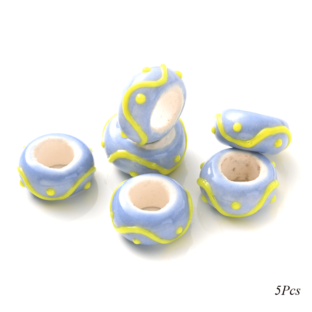 5pcs Colorful Hand-Painted Ceramic Decorative Beads